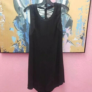 Miss Me Black Lace Up Back A-Line Dress
